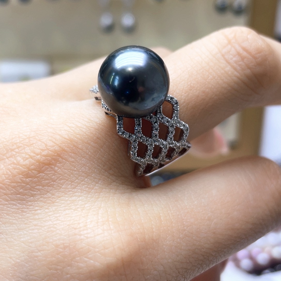 海水珍珠戒指银S925镶嵌