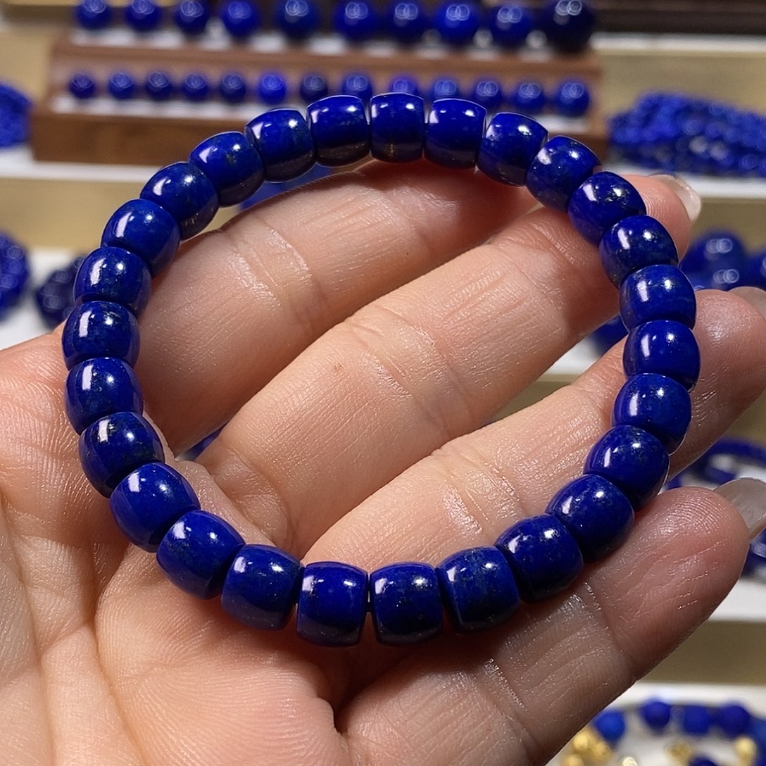 浅***江青金石未镶嵌手串8m直切