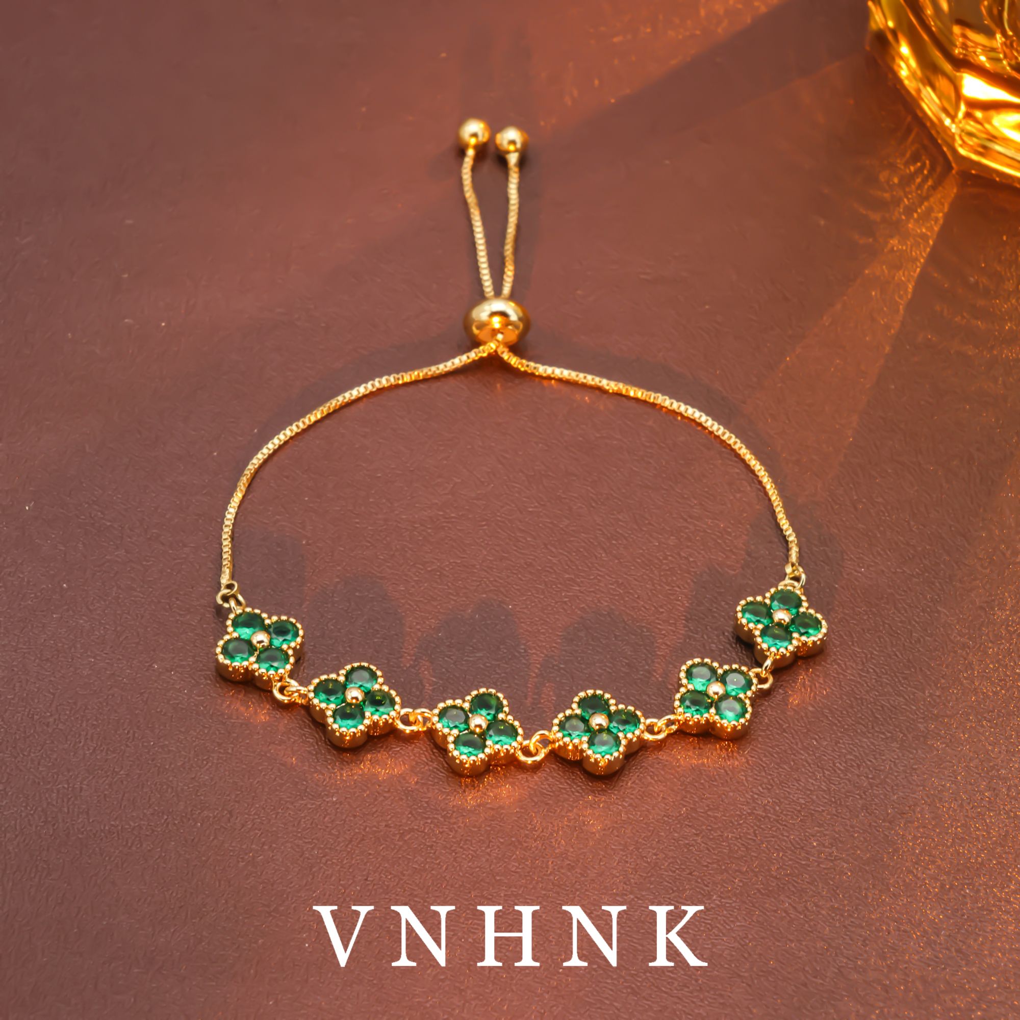 铜合金合成锆石手链  美可儿   B633   绿色时尚个性百搭手链