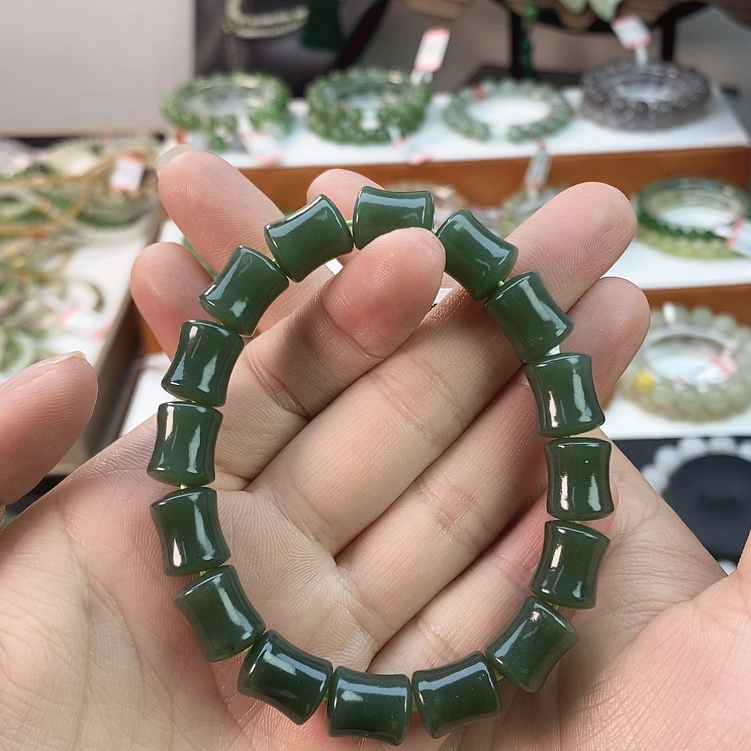 和田玉手串竹节款未镶嵌