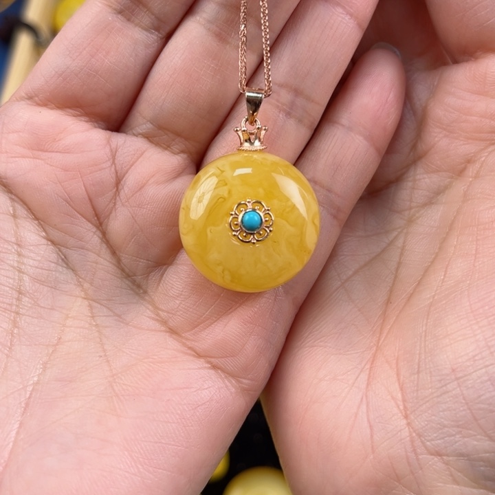 琥珀珠宝奇石银S925镶嵌琥珀