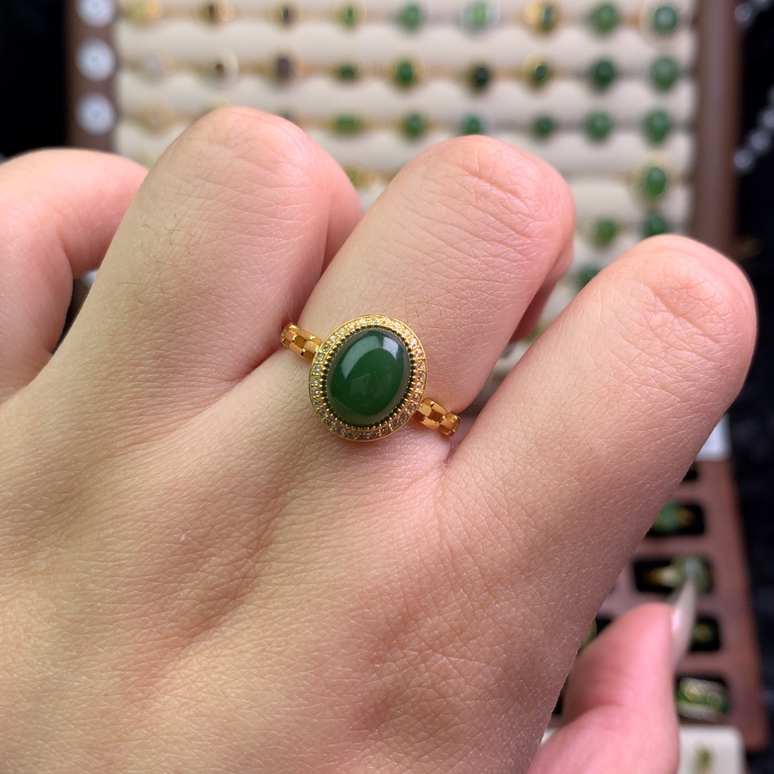 和田玉银S925镶嵌戒指