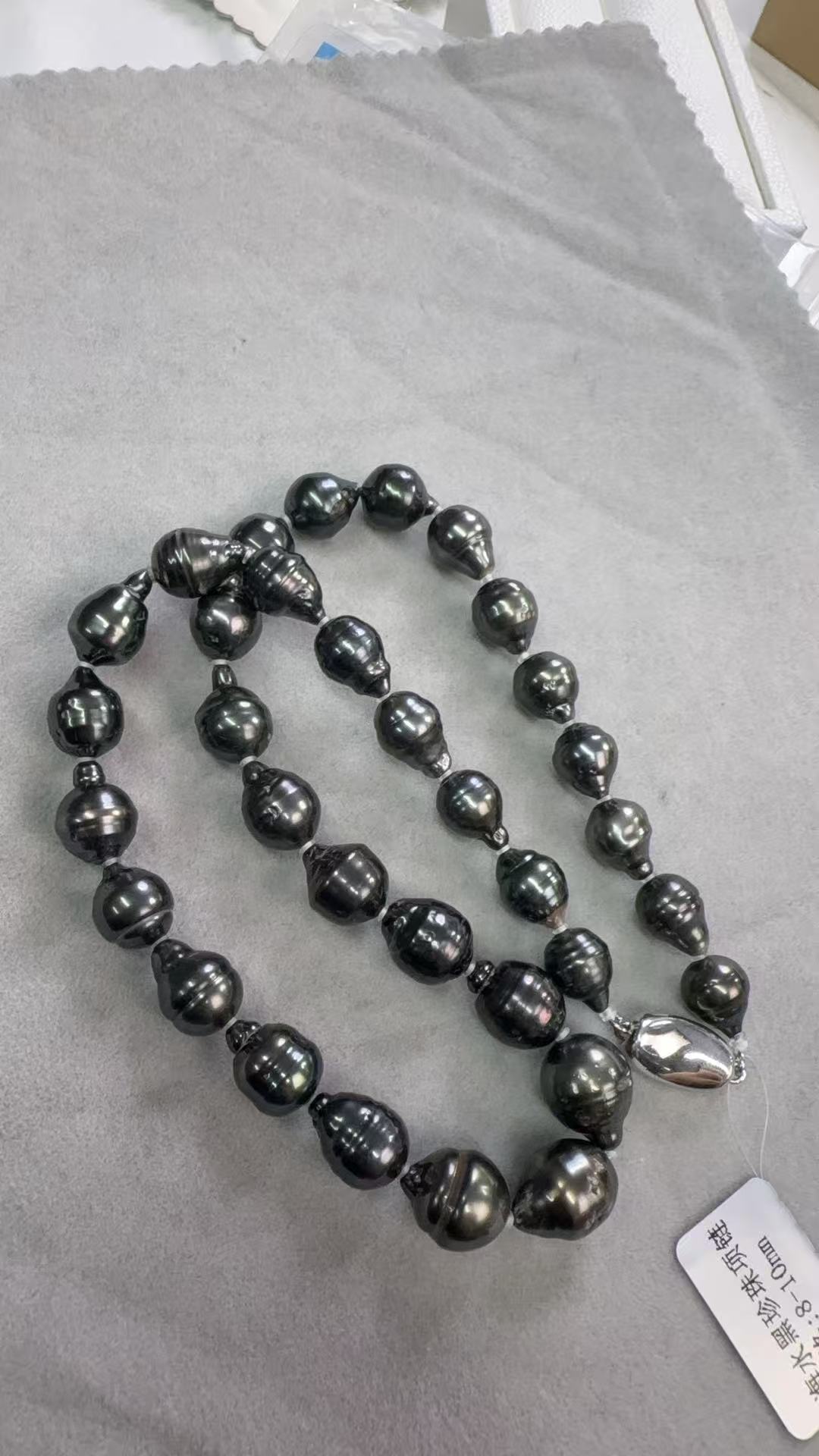 7-10大溪地黑珍珠项链