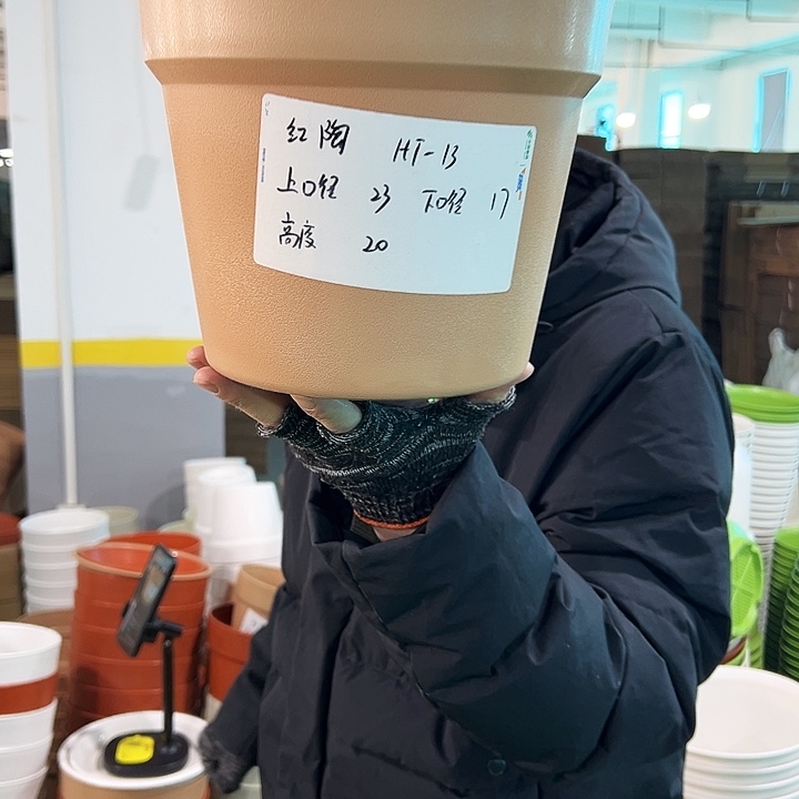 正品红陶口23高20卡其无托4个