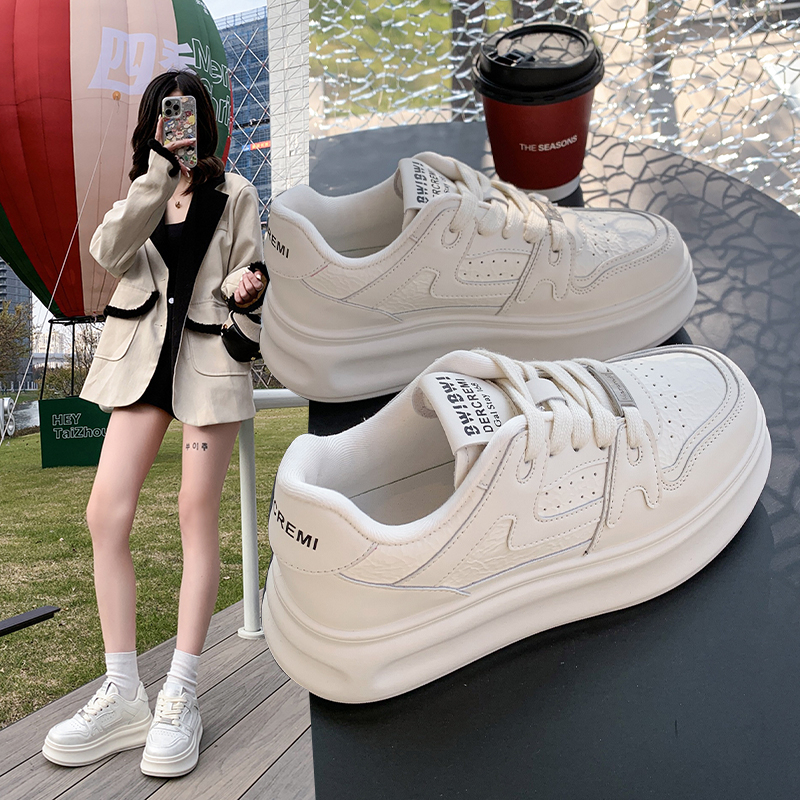 春季时尚休闲鞋板鞋鞋子秋季学生春季胶粘学院风厚底透气