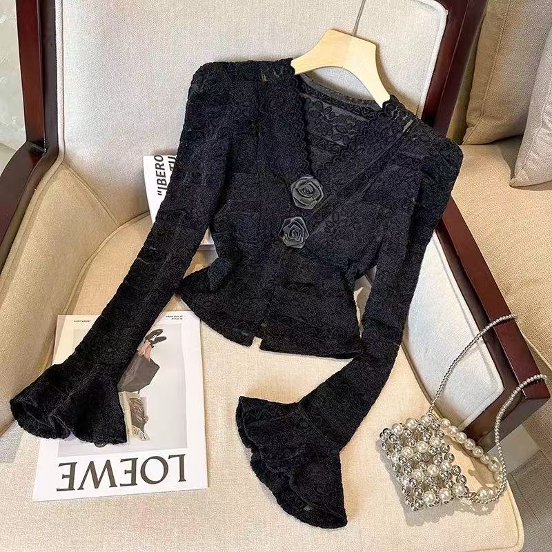 【杭州•意法】NN1993-时尚女装设计感蕾丝衫法式气质显瘦洋气百搭