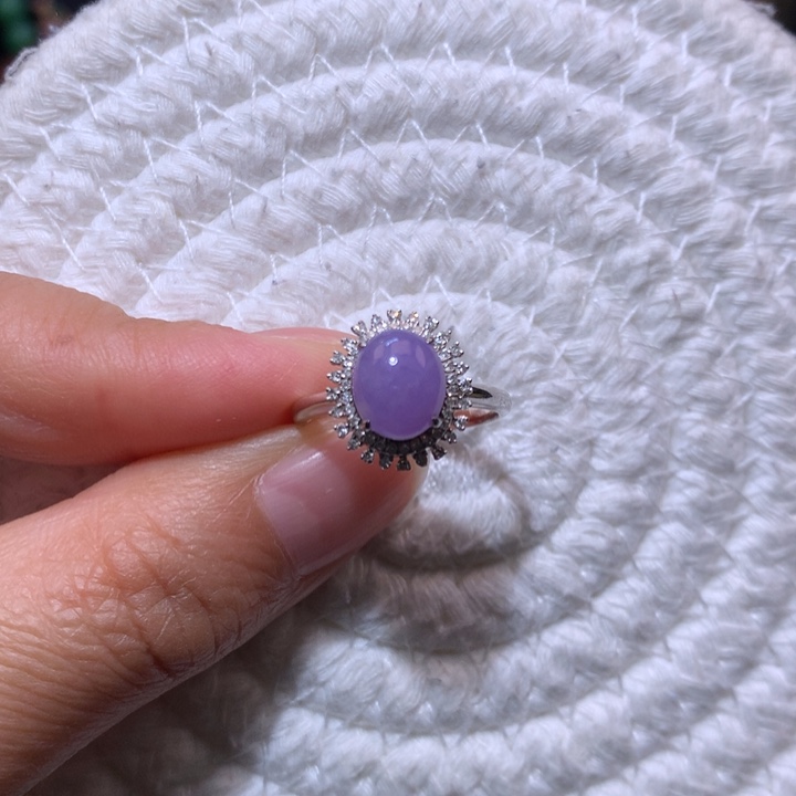 翡翠戒指18K金镶嵌嘎**L红紫戒指