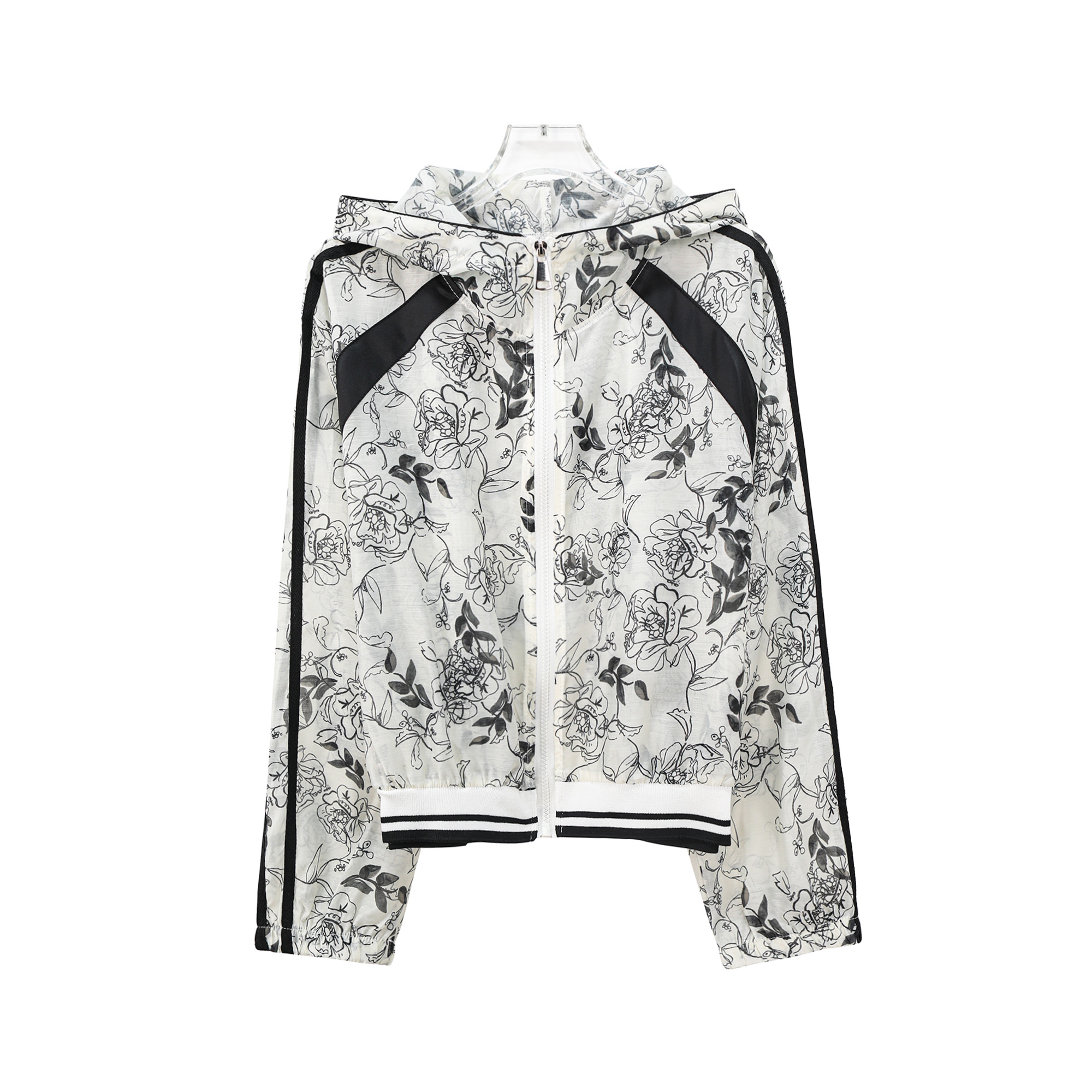 轻盈连帽透气印花短款长袖防晒外套X26237