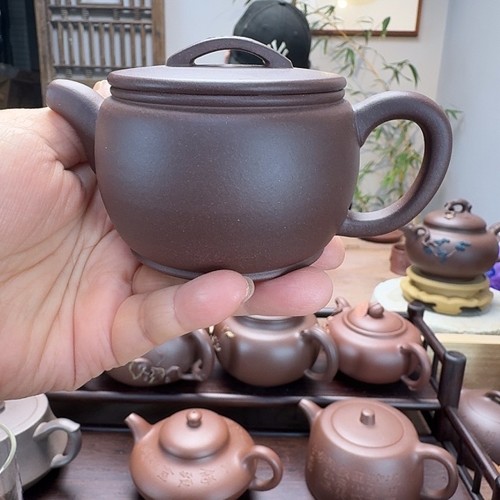 紫泥茶壶精工半手制作汉瓦
