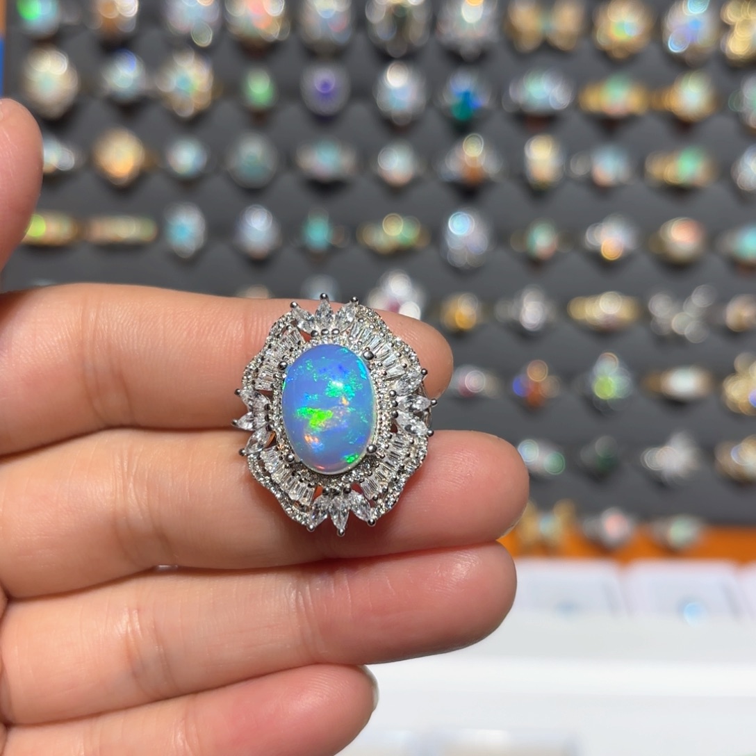 欧泊银S925镶嵌戒指戒指