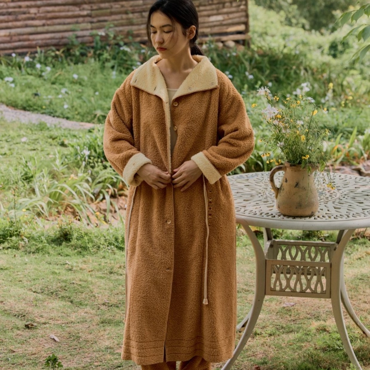 【阿敏名品馆】252-040朵朵可可女秋冬绒款袍子加厚冬季保暖女款