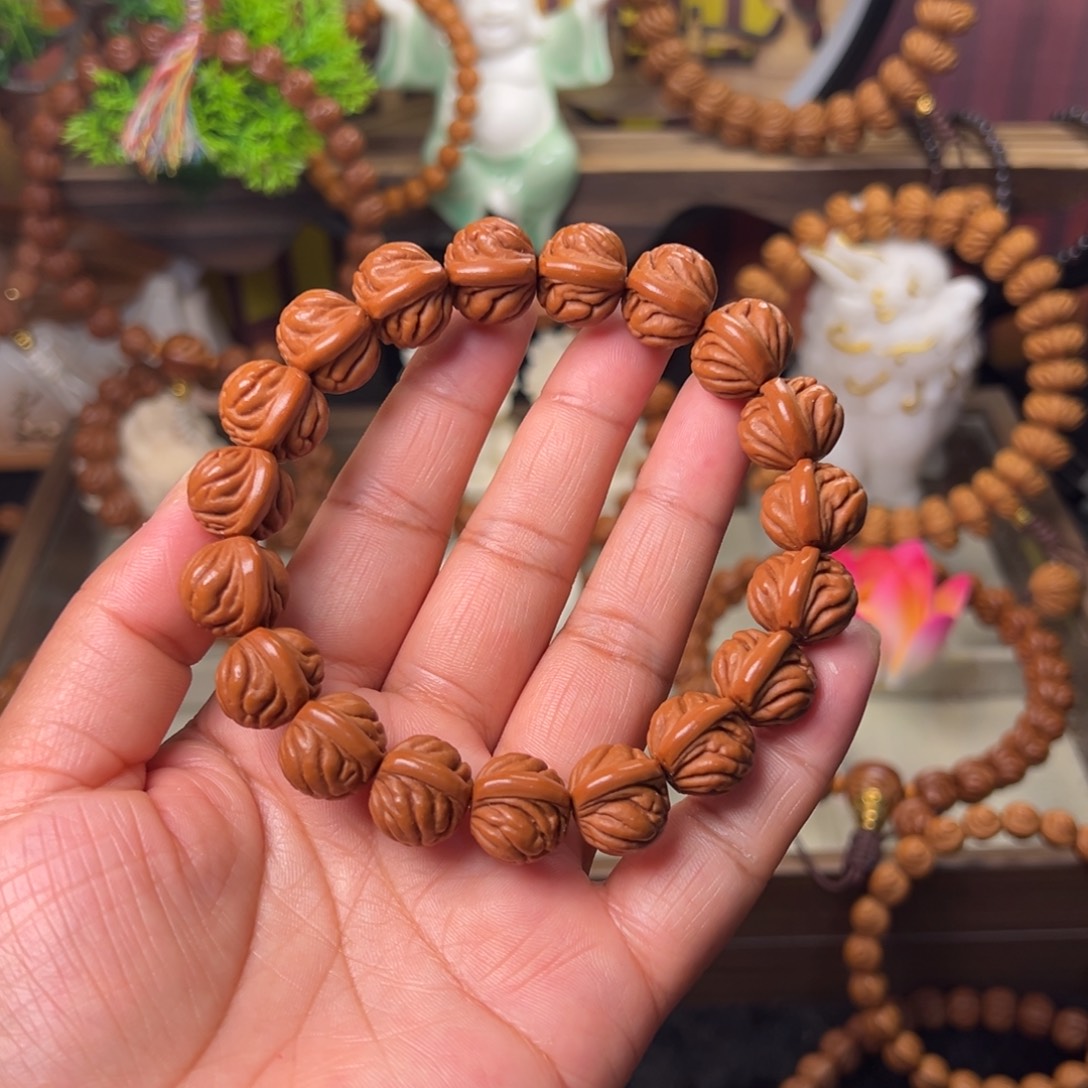 胡***馆桃核手串双脊龙手串15