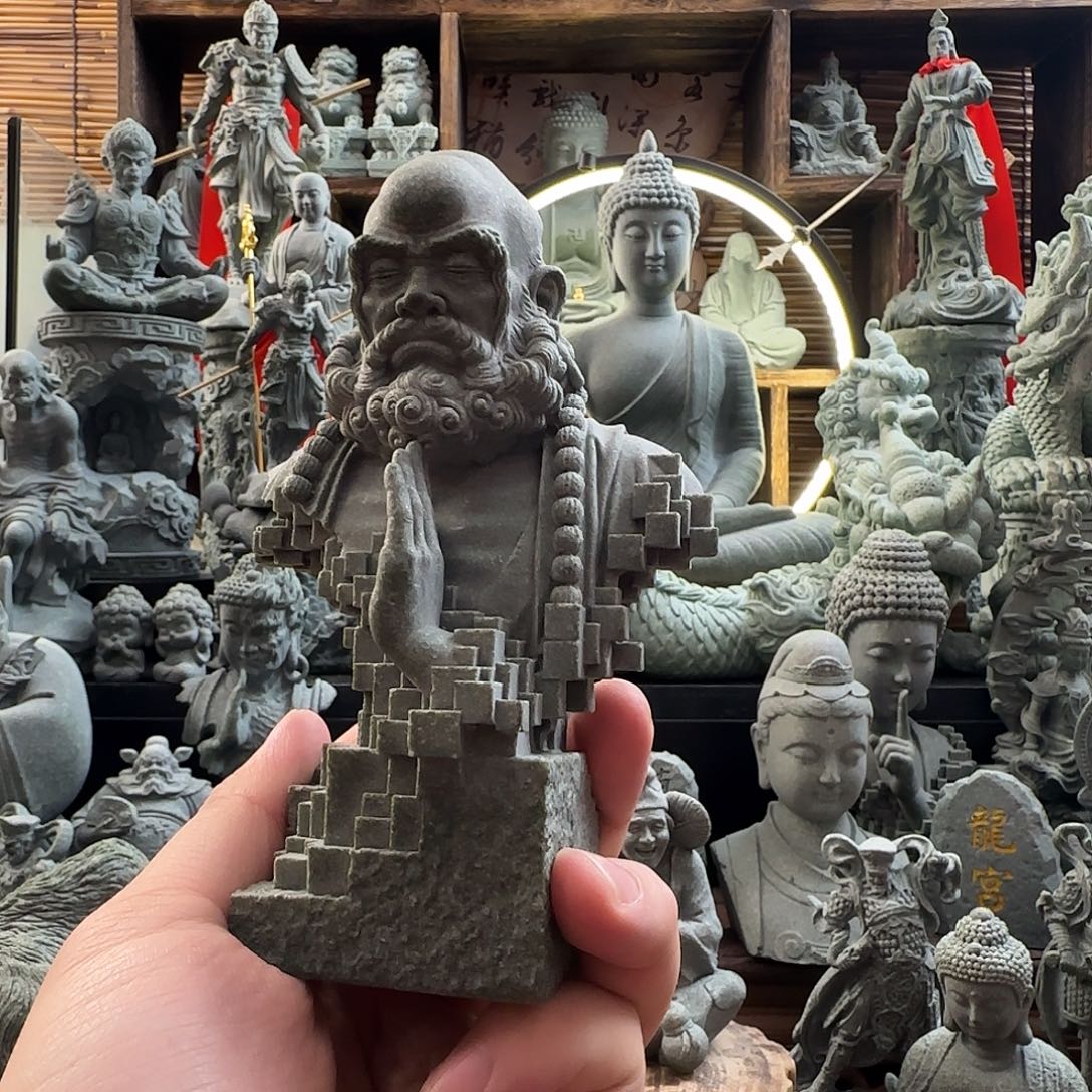 石材新款镂空达摩一个