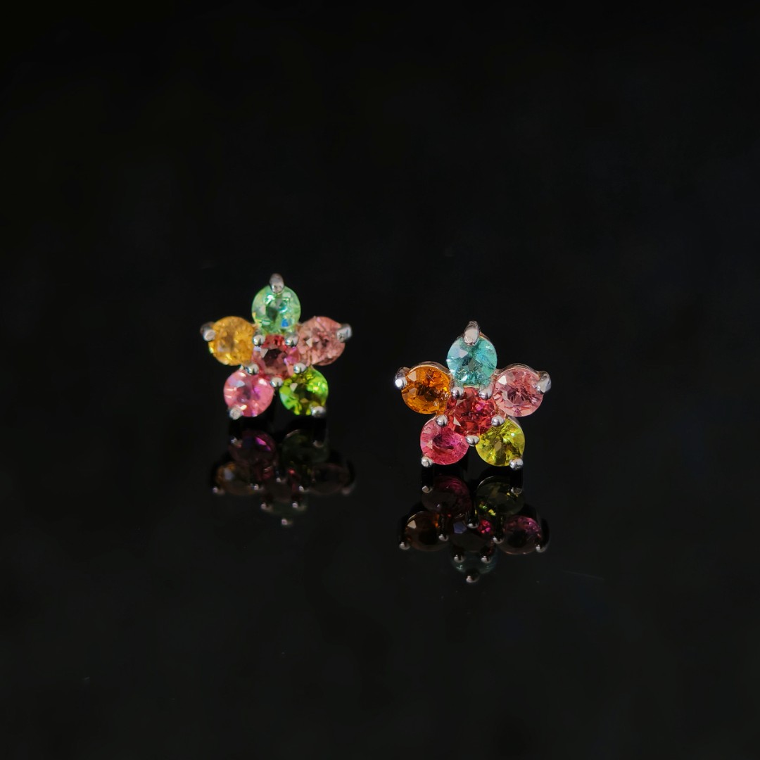 ZBLRGBX641-【十月生辰石】天然碧玺耳钉【约30分共12颗-多样性发货】