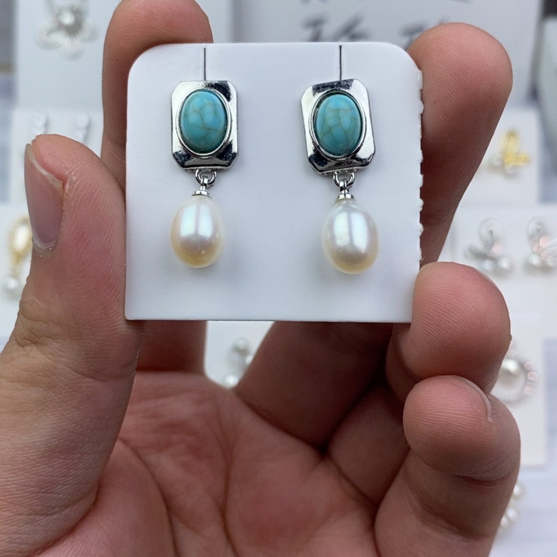 耳饰淡水珍珠银S925镶嵌