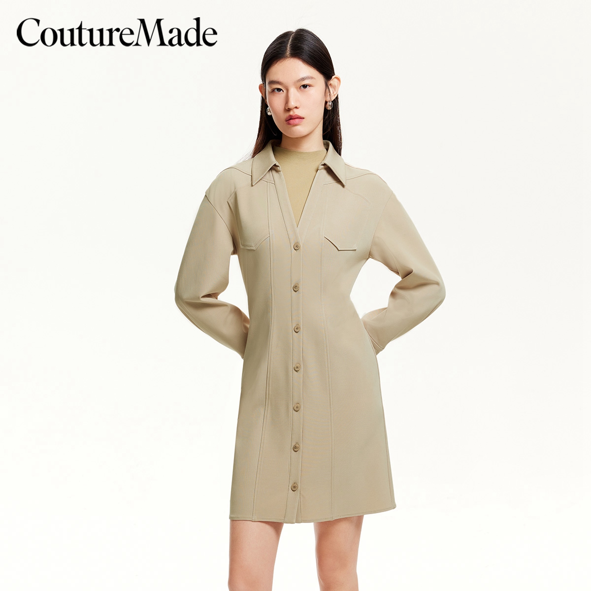 Couture Made连衣裙女装真两件针织内搭连衣裙流光风百搭老钱风