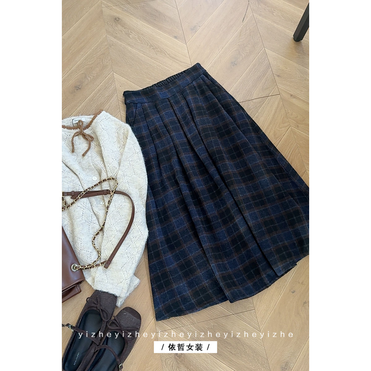 “宝蓝格半身裙“毛呢半身裙厚款女秋冬呢半身裙显瘦A字半身裙