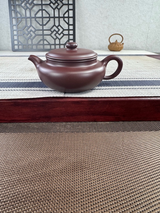 原矿龙血砂扁腹仿古紫砂壶240cc茶具