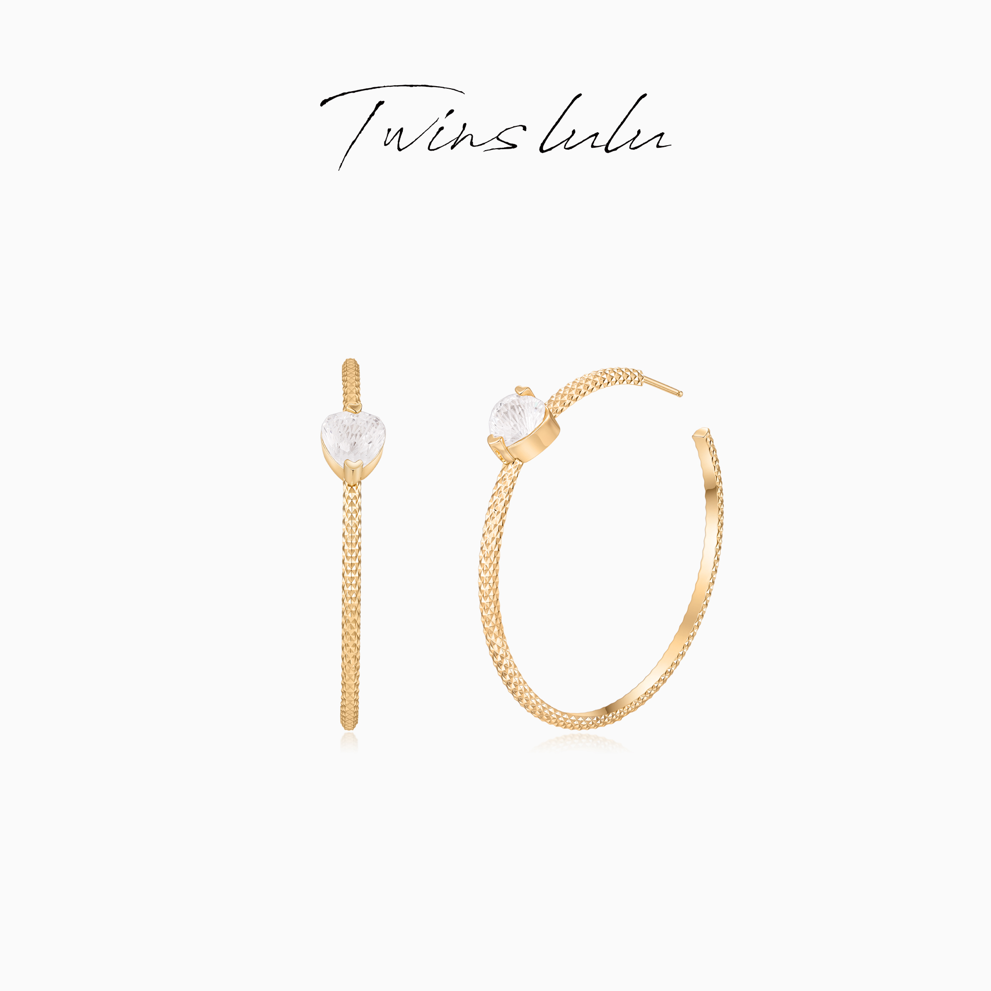 TWINS LULU 【菱纹圈】新年款 简约百搭精致时尚爱心耳环TSL3069