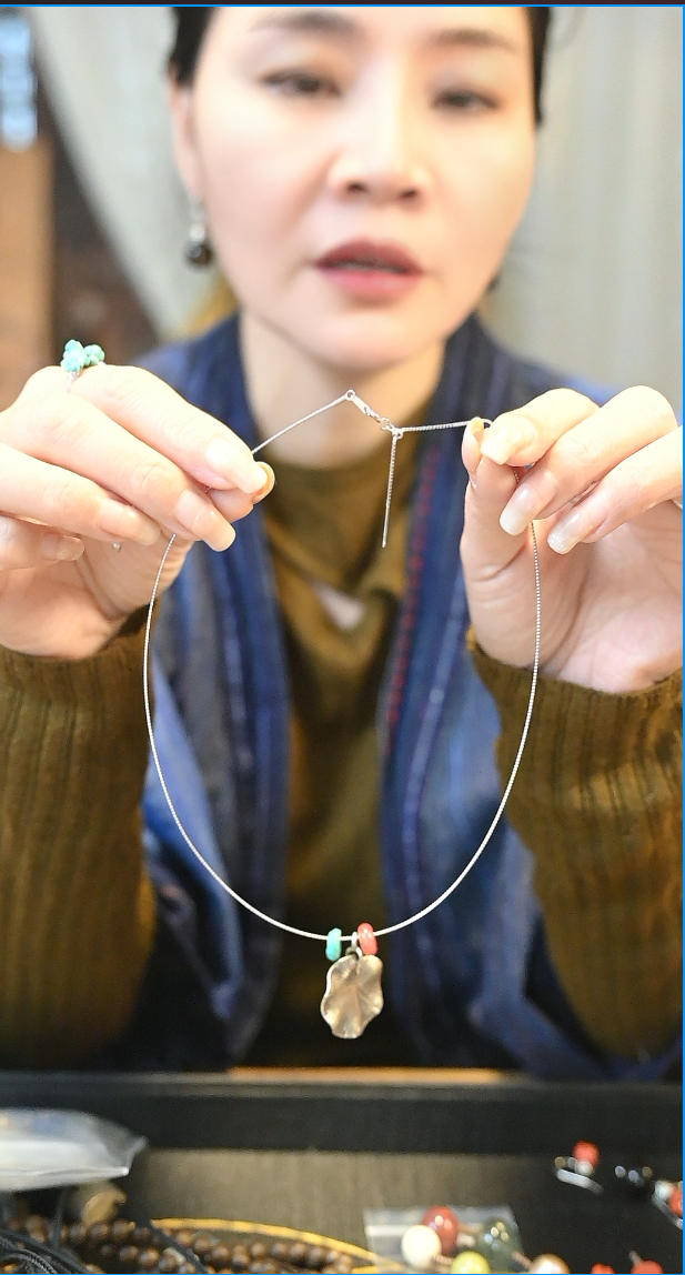 坠链均925银珐琅 茶-银荷叶吊坠项链