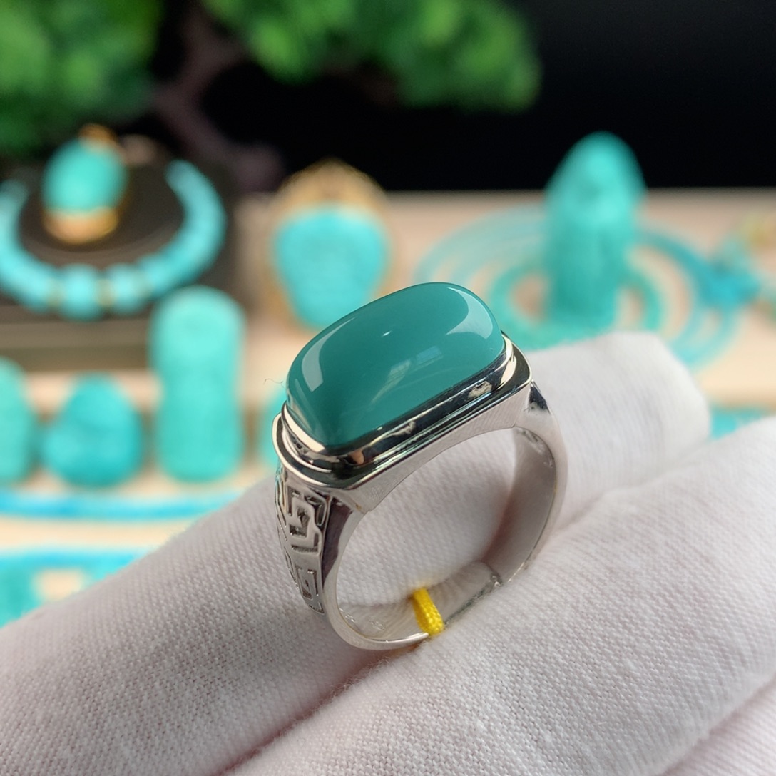 【闪购商品】绿松石配珠戒指银S925镶嵌