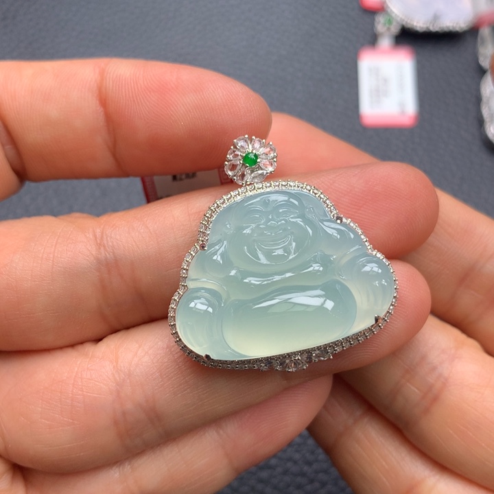 翡翠18K金镶嵌吊坠(不含链)安**～