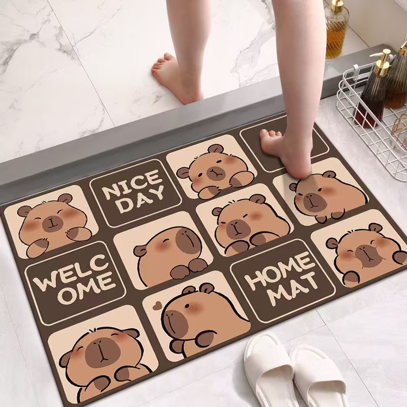 卡通可爱风浴室卫生间硅藻泥防滑脚垫门垫地垫卧室厕所家用吸水