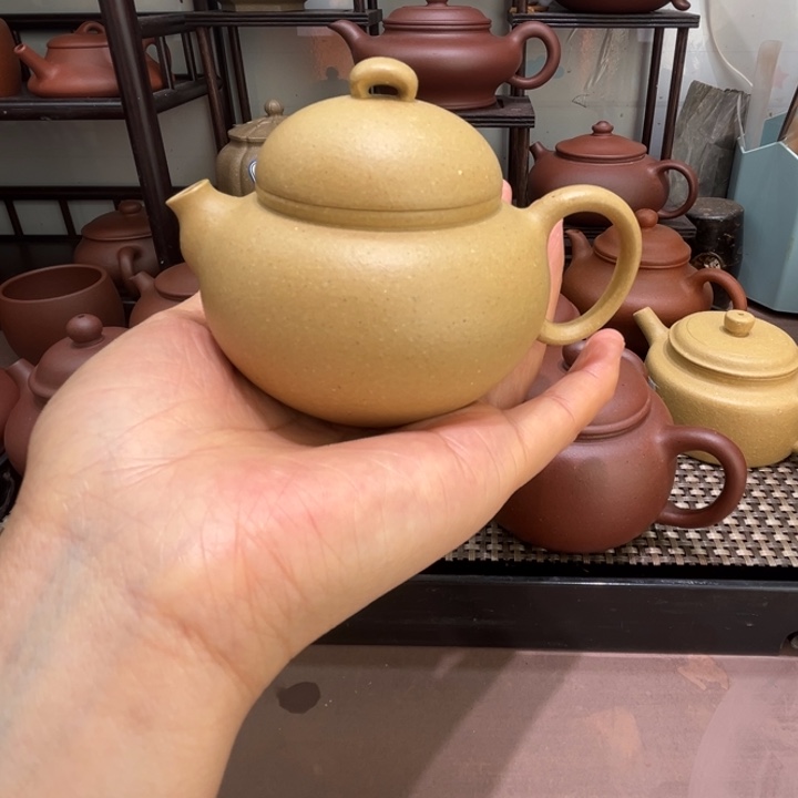 紫砂茶壶微瑕本绿福禄壶150cc