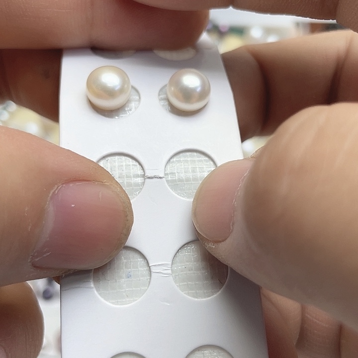 ****银S925镶嵌淡水珍珠耳饰