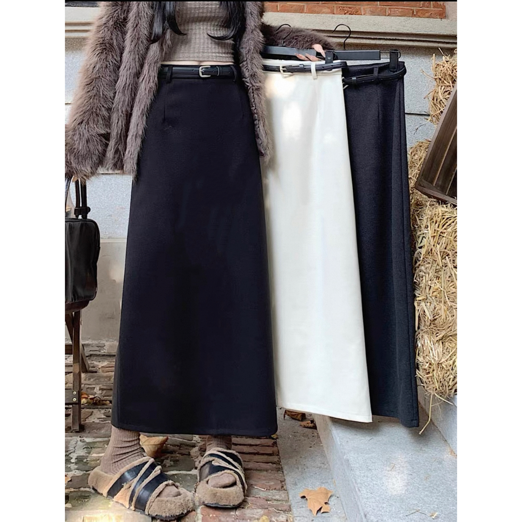 【冰】秋冬毛呢厚款长裙，默认微瑕