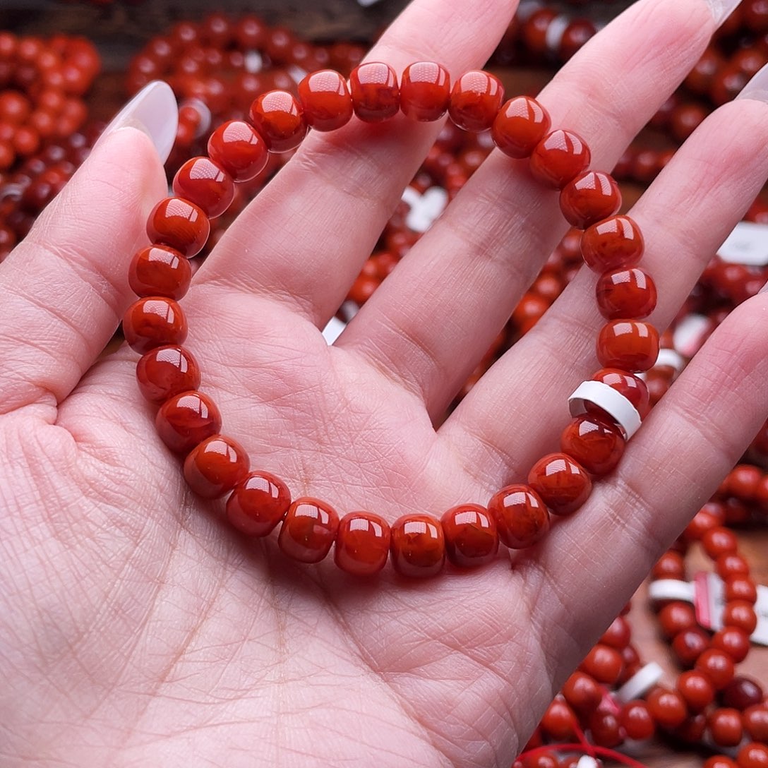 南红玛瑙未镶嵌瓦西典藏8mm