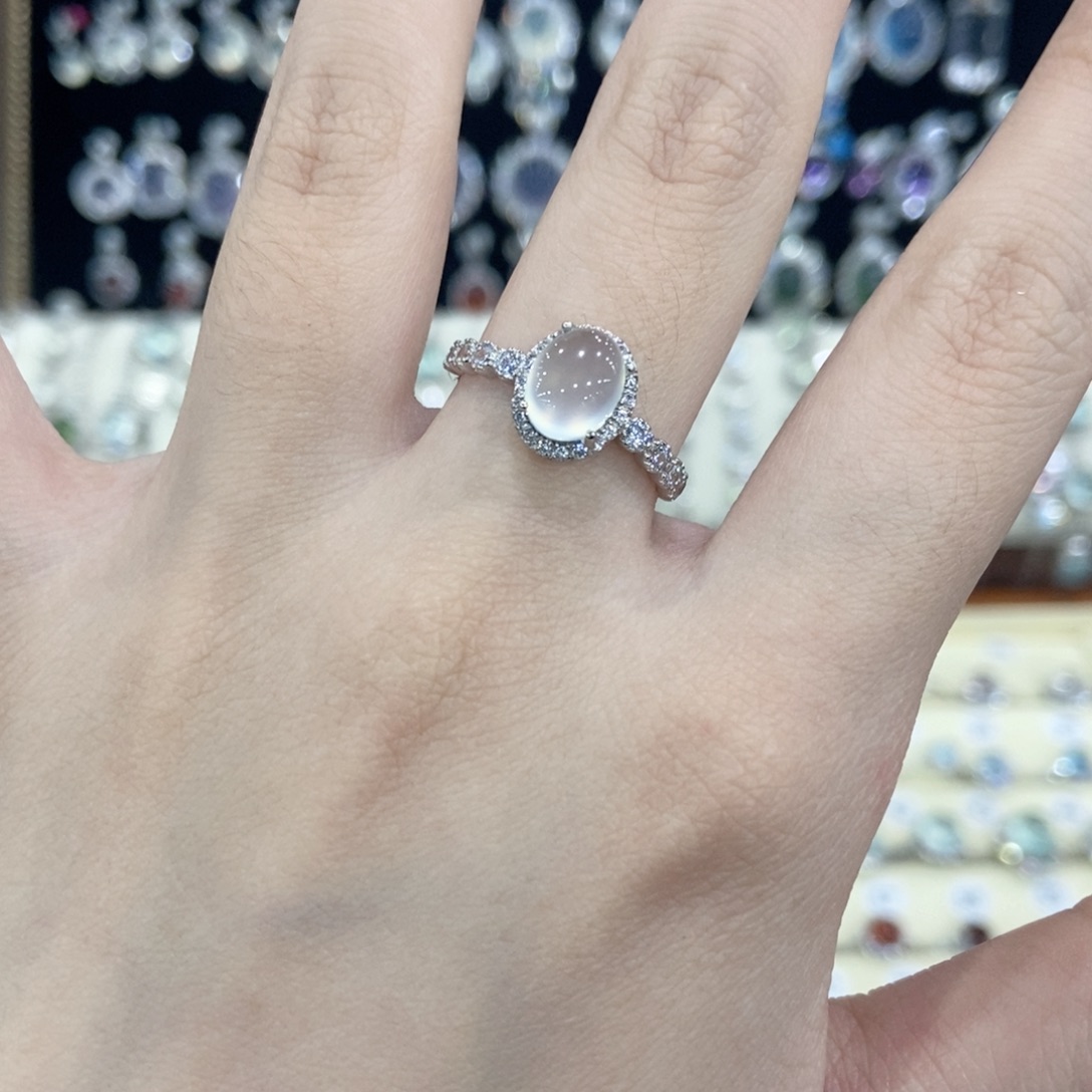 蛇纹石玉银S925镶嵌戒指