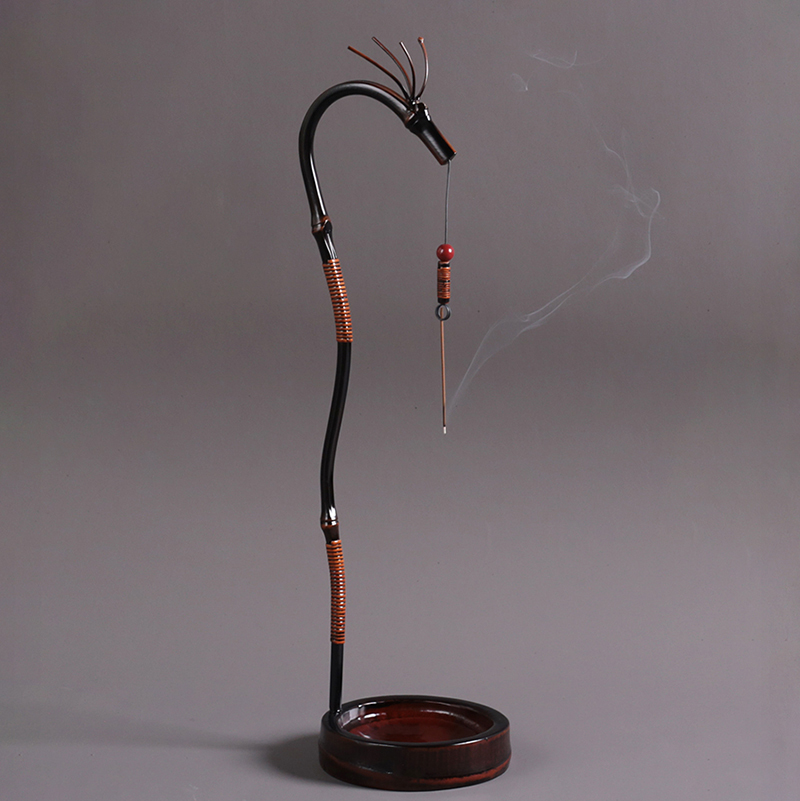 精品手工筇竹龙头倒挂香座线香插香炉禅意摆件复刻古代工艺挂香台