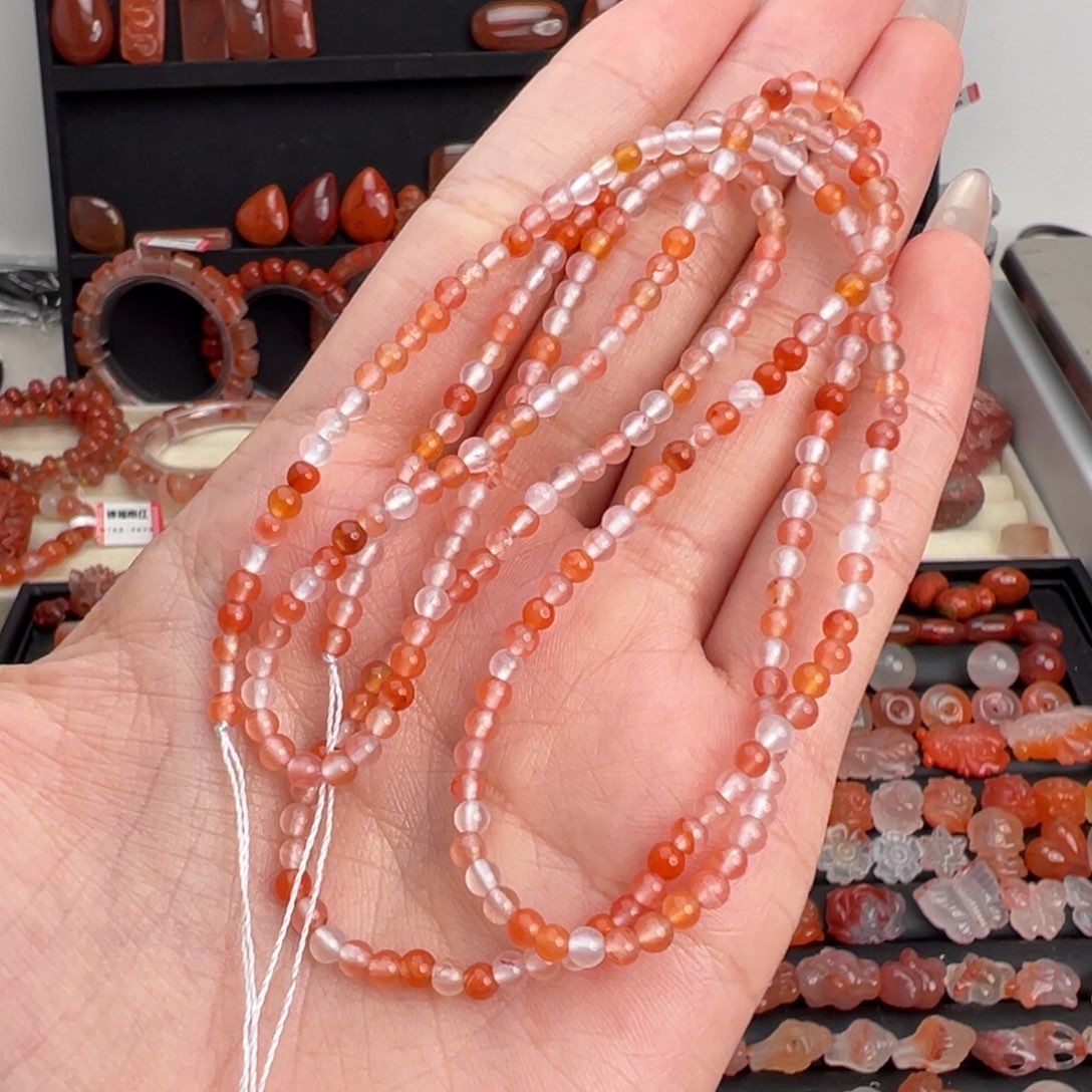 南红玛瑙未镶嵌颈饰糖果色小米珠卡3+