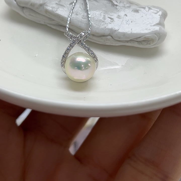 吊坠(不含链)银S925镶嵌海水珍珠7.9mm