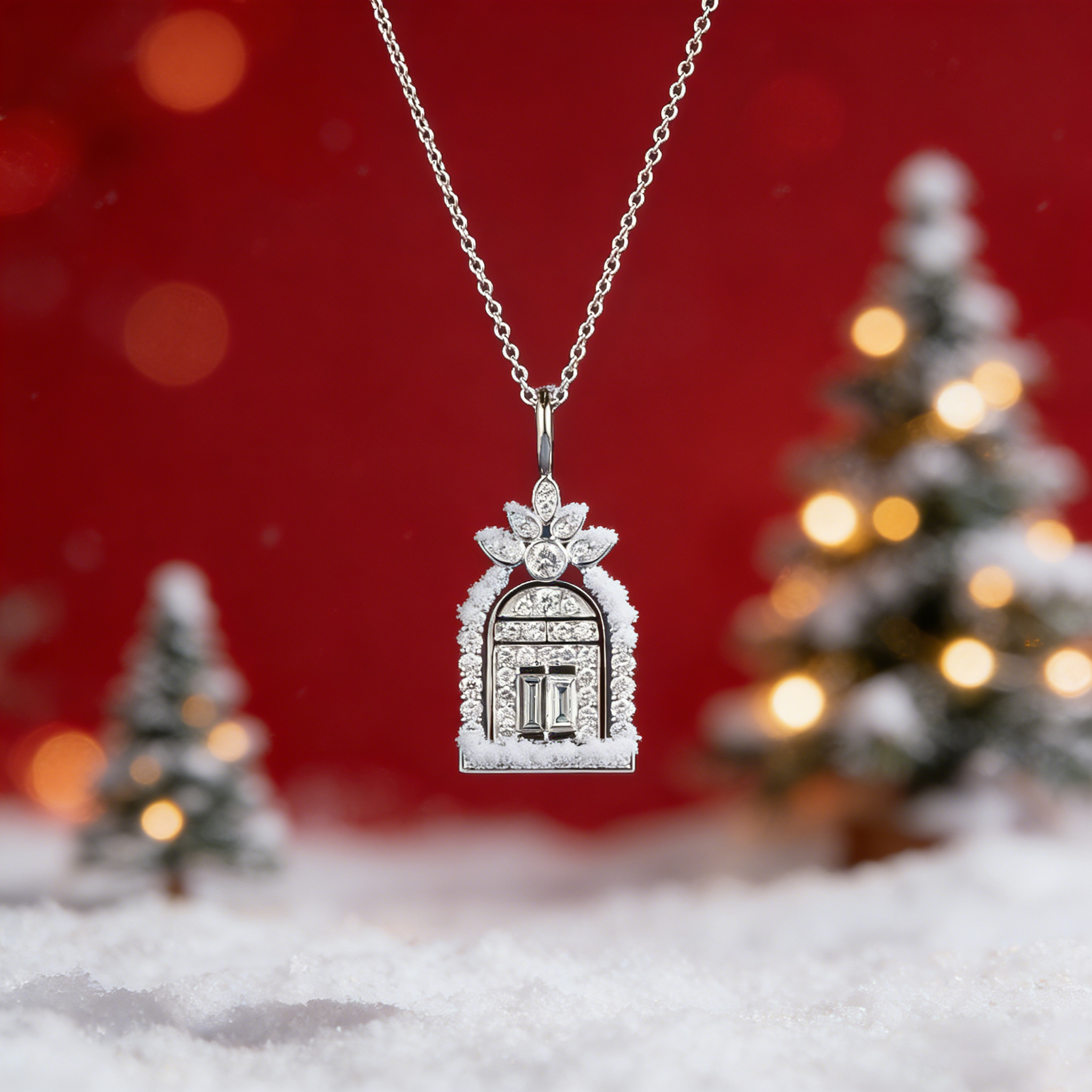 实验室培育钻石【闪耀钻石】幸福之门白金吊坠S160