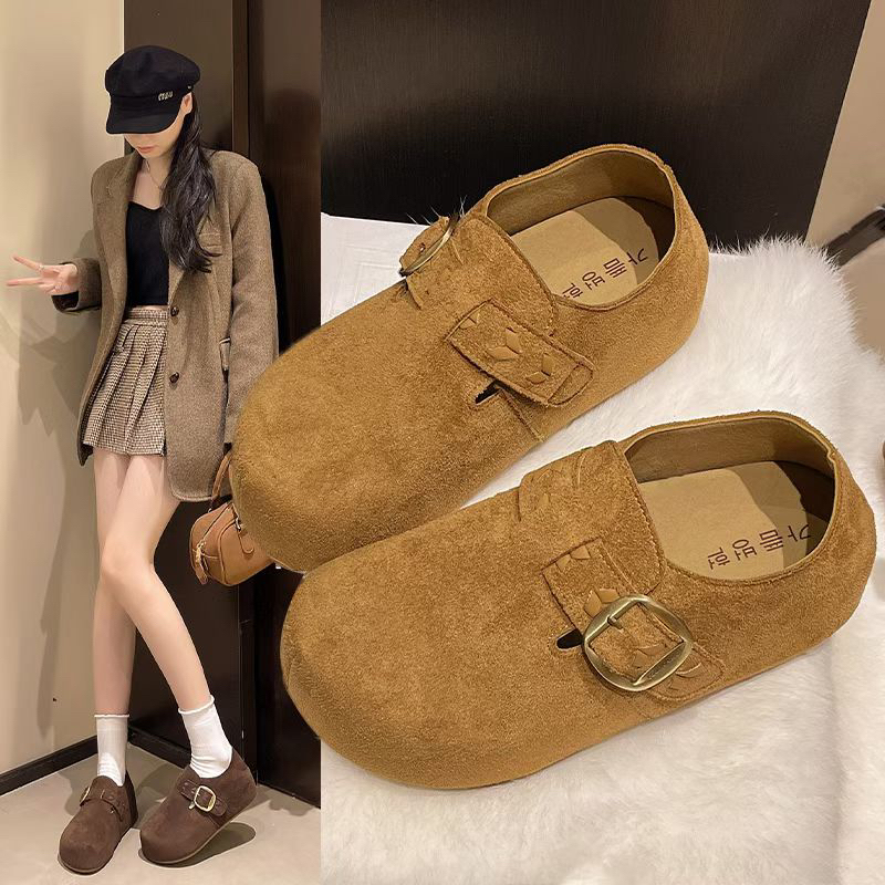 193勃肯鞋女5cm新款全包一脚蹬懒人博肯鞋真皮秋内增高厚底G3棉K5