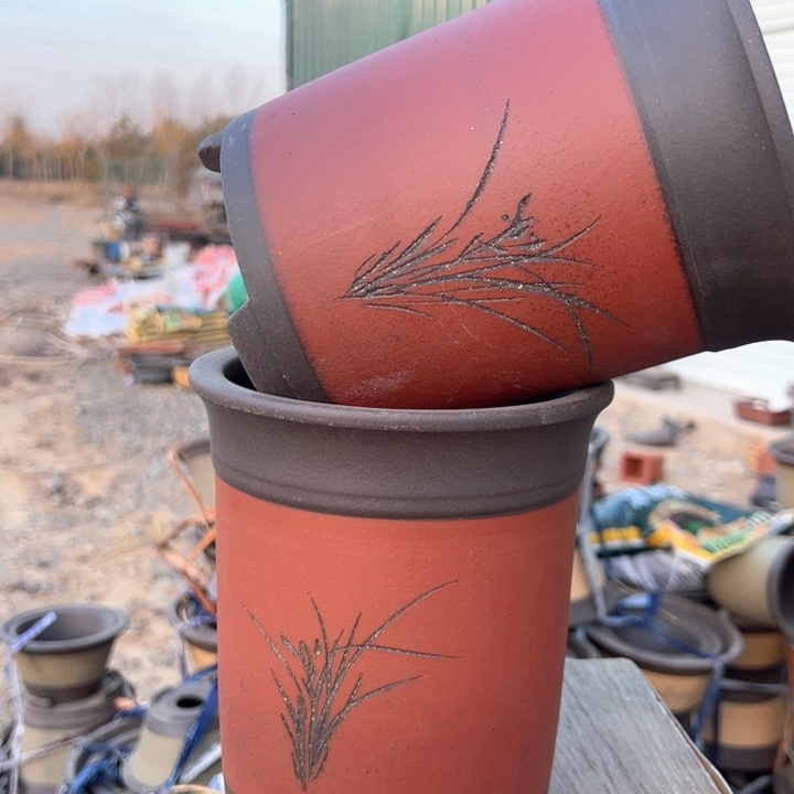 红陶紫砂兰花盆无暇