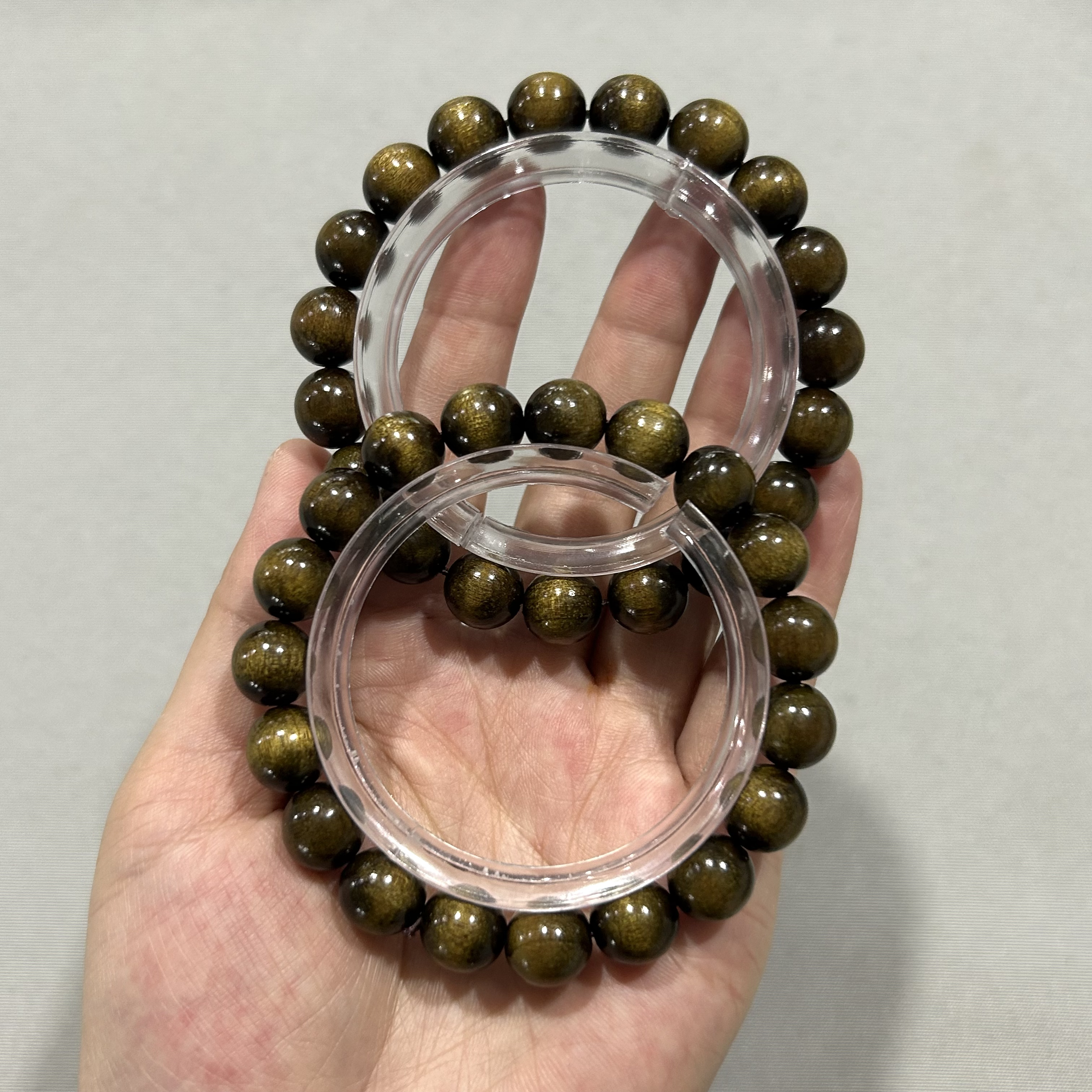 A495 绿乌金 金丝楠卡1.0圆珠单圈手串