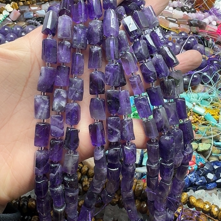 玛瑙/玉髓未镶嵌珠宝半成品一条8x12mm紫水晶