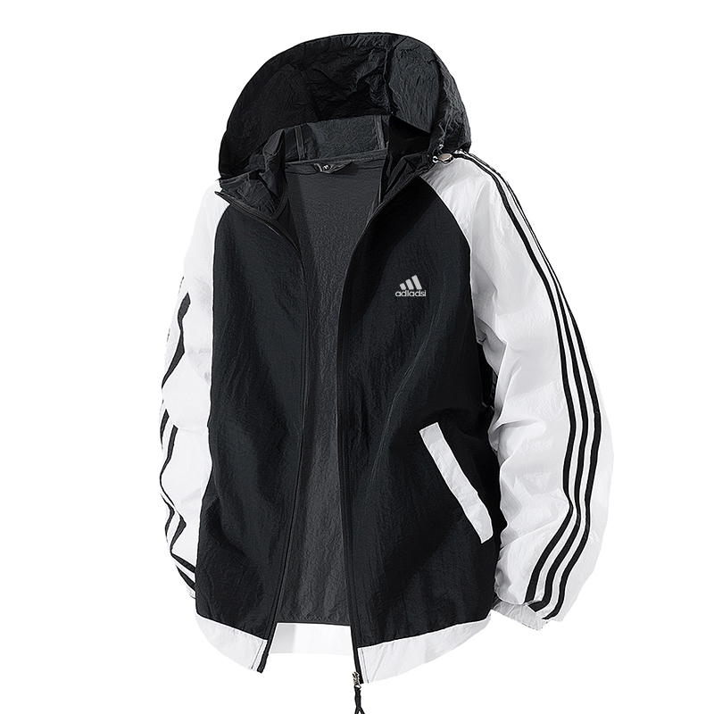 阿迪品牌精选夏季男款连帽透气防紫外线防晒衣钓鱼休闲宽松薄外套