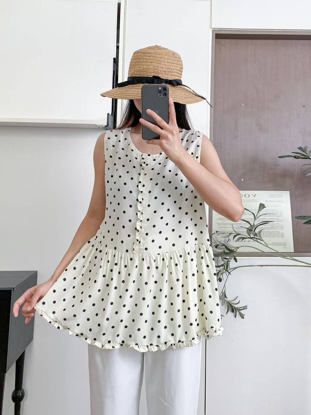 无袖夏季宽松减龄棉绸背心女吊带