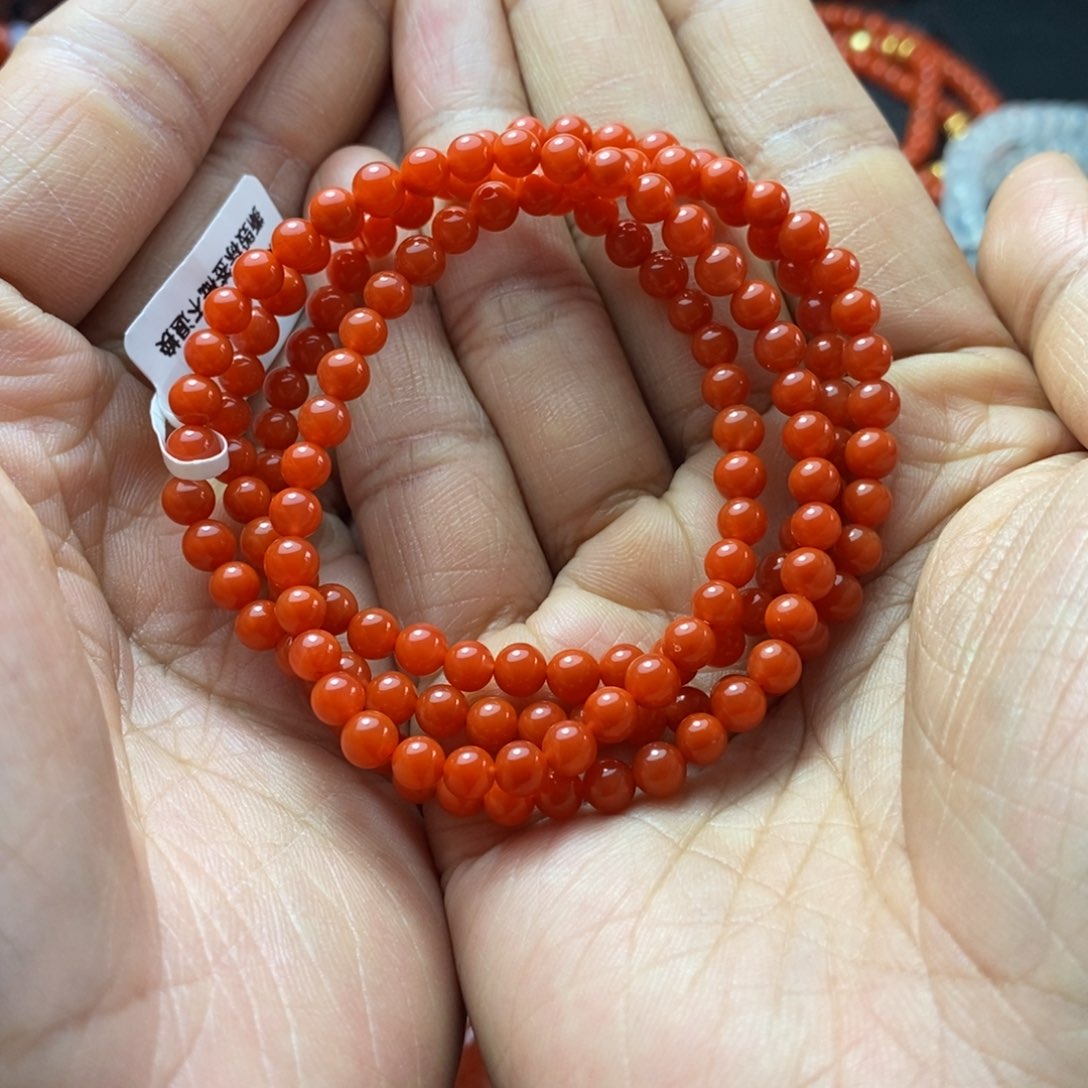 手串未镶嵌南红玛瑙雷*柿子红多圈H943 z