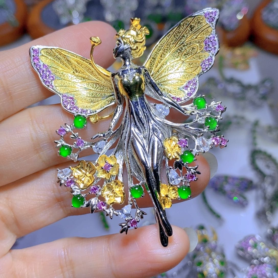 翡翠颈饰合金天然翡翠