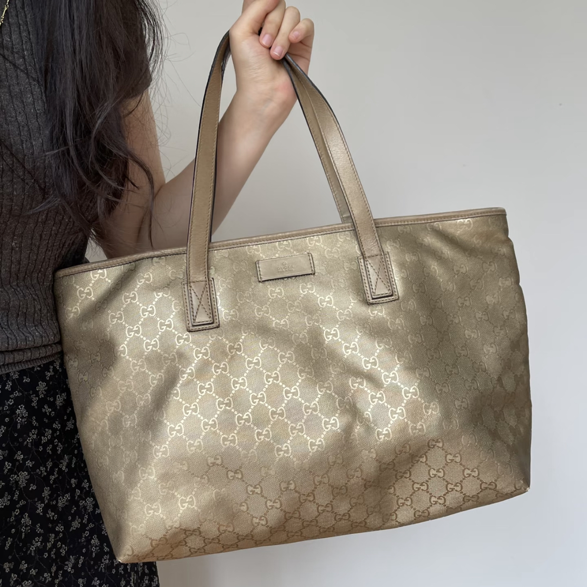 95新 GUCCI/古驰 御古屋/82098/老花logo印花托特