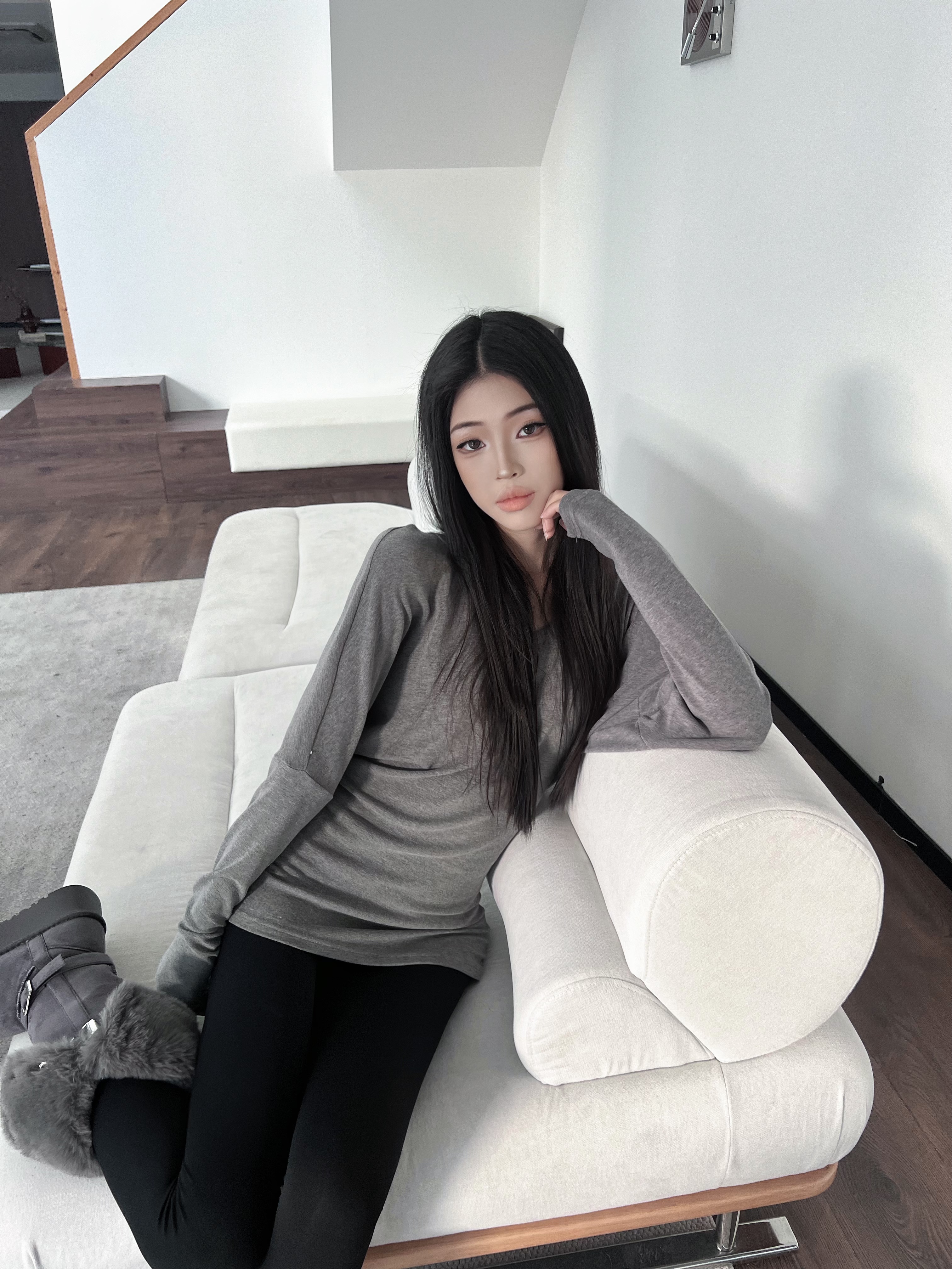 【秋冬磨毛】秋冬磨毛保暖打底衫女长款堆叠百搭长袖T恤女