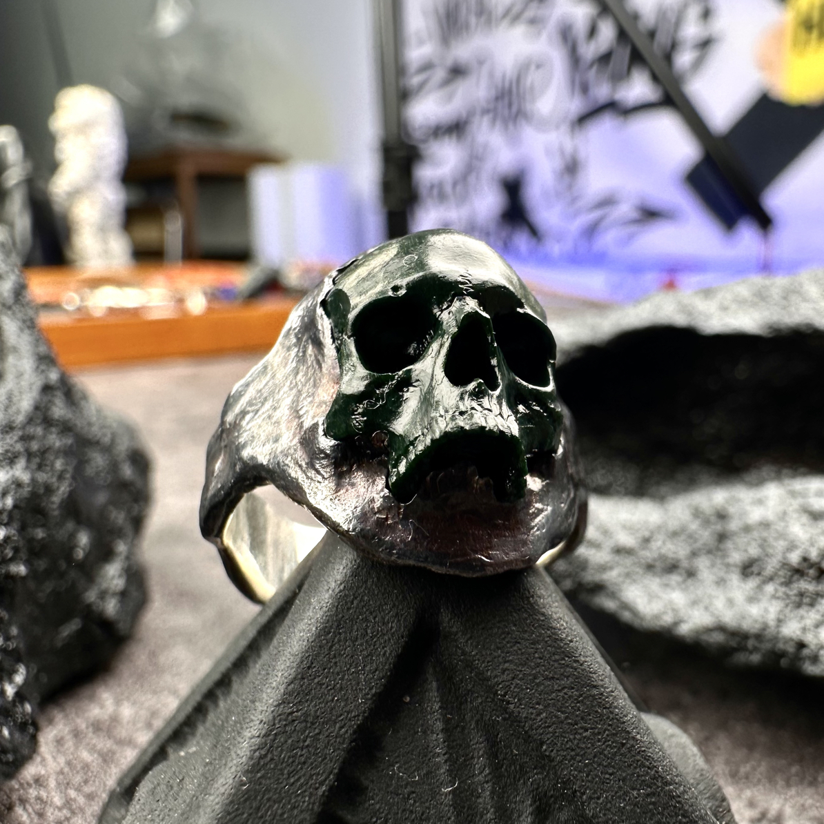 暴君 Tyrant 干青翡翠骷髅戒指 天然缅甸翡翠 贡山商店
