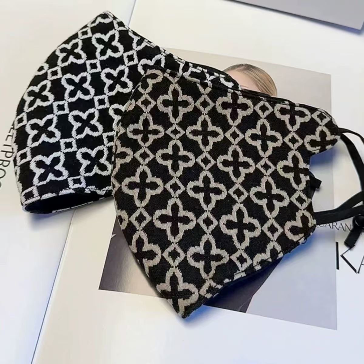 秋冬新款提花千鸟格棉内里防风寒立体护眼角保暖口罩面罩透气