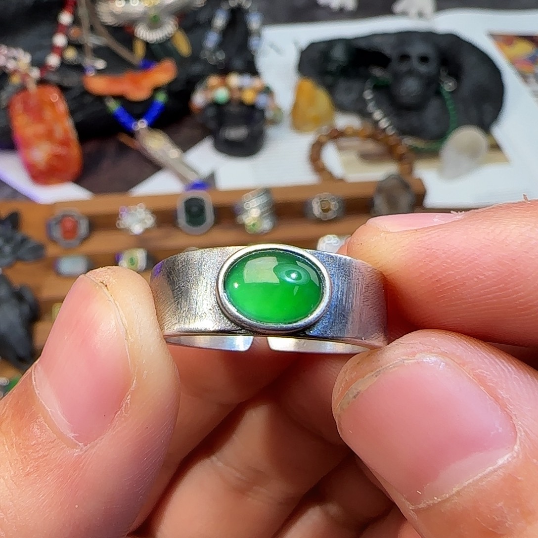 你****翡翠银S925镶嵌戒指