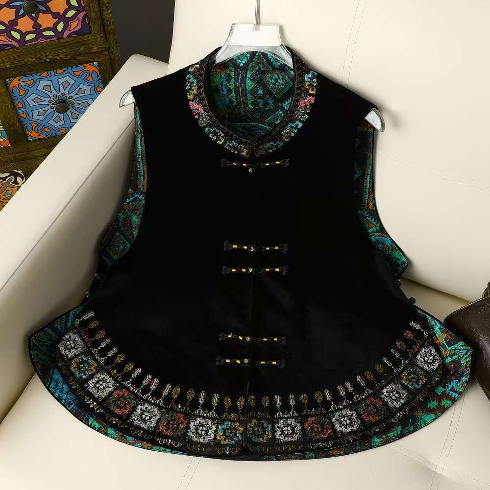 7167厚款四季通用宽松常规款刺绣女装民族风唐装立领上衣